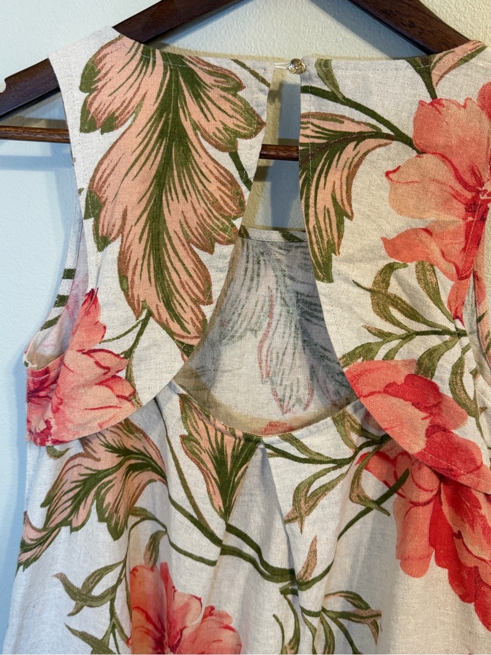 Joie Linen Floral Mini Dress XS Tropical Boho Keyhole Back - Picture 2 of 7